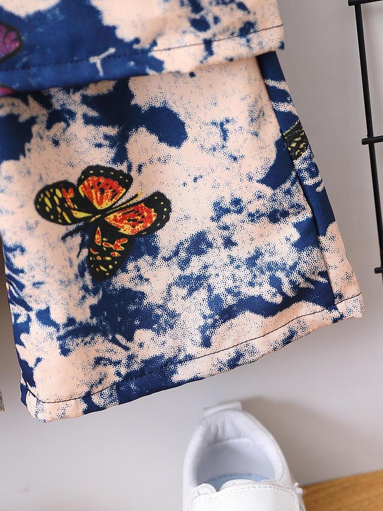 Boys' Floral Short-Sleeve Cardigan & Shorts Set - Summer Beachwear