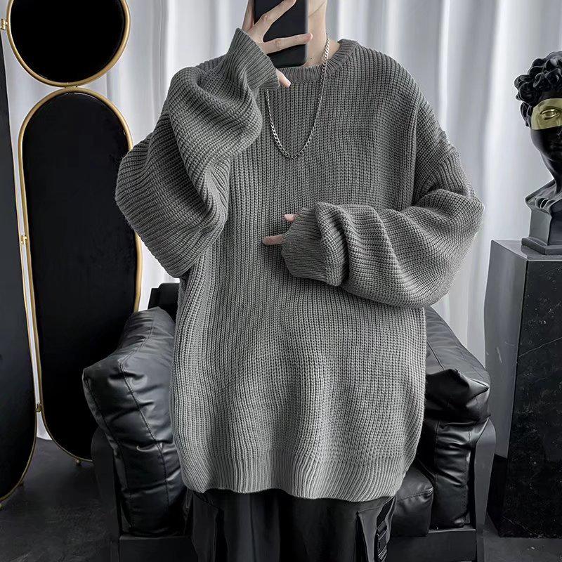 Men s Retro Japanese-Style Knitted Pullover - Thick, Warm, and Loose for Autumn and Winter XL