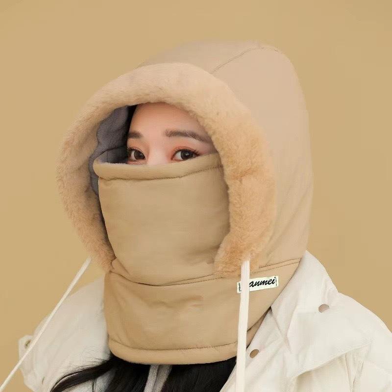 Winter Warm Lei Feng Hat for Men and Women, Autumn and Winter Cycling Ear Protection with Thick Velvet and Anti Cold Face Mask, Neck Integrated Hat