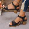 New summer European and American style chunky heel sandals for women, plus size, casual style.