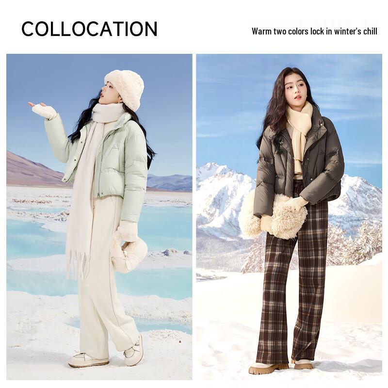 Xiangying Women's Loose Short White Duck Down Jacket