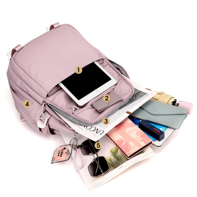 Schlichter einfarbiger Mittelschüler-Rucksack, lässiger Reiserucksack mit großer Kapazität, praktische mehrlagige Taschen, Schultaschen für Oberstufenschülerinnen