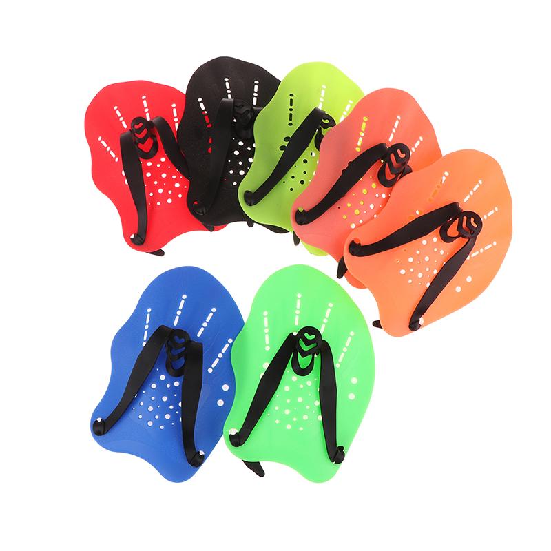 1 Pair Swimming Training Paddles Swim Hand Paddles Snorkeling Diving Gloves Fin Flipper Sports Silicone Palm Adjustable Straps