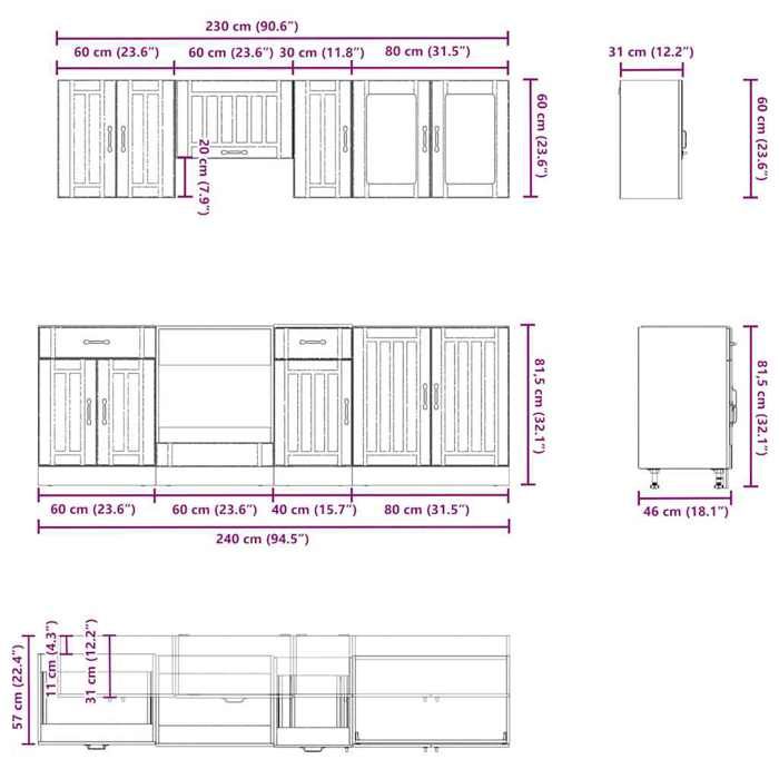 VidaXL Ensemble d'armoires de cuisine 8 pcs Kalmar bois d'ingénierie 3314837