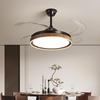 Chinese Style Silent Ceiling Fan with Light - Walnut Finish, Retro Design, High-End, Large Airflow for Bedroom or Restaurant.