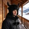 Cappello Invernale Peluche Corna di Toro, Morbido Cappello da Trapper con Copertura per le Orecchie e Laccetti per il Mentone per Uso Esterno, Foto e Viaggi