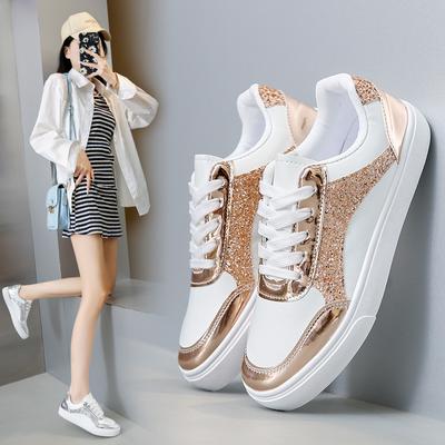 Frauen Pailletten Casual Wanderschuhe Herbst Flache Spitze Up Hohe Qualität Turnschuhe Mode Flachem Boden Weibliche Turnschuhe D385