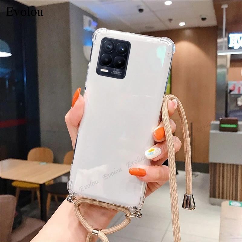 Crossbody Lanyard Case For Tecno Spark 20 Pro Plus 20C 10 9T 8P 7P Transparent Shockproof Soft Silicone Cover For Spark GO 2024