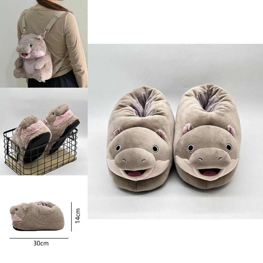 Adorable Moo Deng Plush Jumping Piglet And Gray Hippopotamus Stuffed Animal Toy