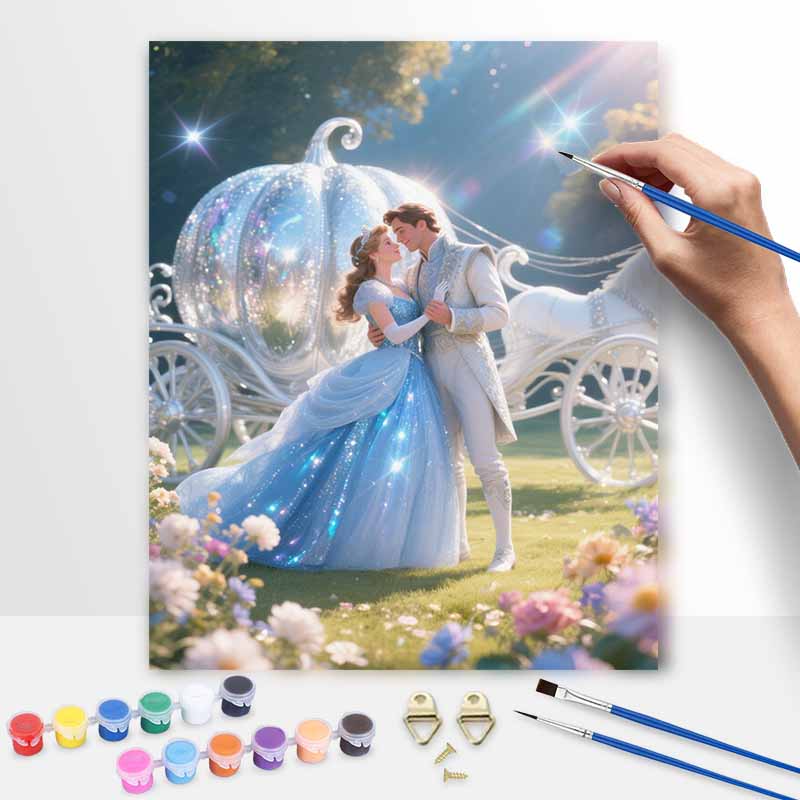 Disney Cinderella and Prince Charming Digital Oil Painting Art Kit Hand Painted Home Decor 20x30cm