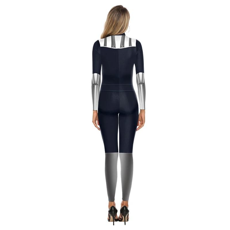 Roboter Punk Skelett Steampunk 3D Digitaldruck Cosplay Kostüm Damen Spandex Zentai Bodysuits Jumpsuits