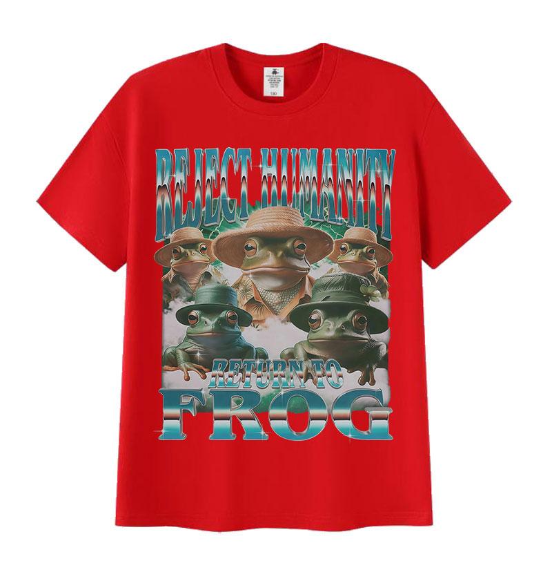 

Reject Humanity Return To Funny Frog Meme Graphic T Shirts Men Women Clothing Retro Short Sleeve T-Shirt Humor Tops Cotton Tees S