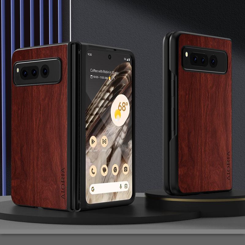Case for Google Pixel Fold 5G Funda Bamboo Wood Pattern Leather Back Cover for Google Pixel Fold 5g Phone Case Capa