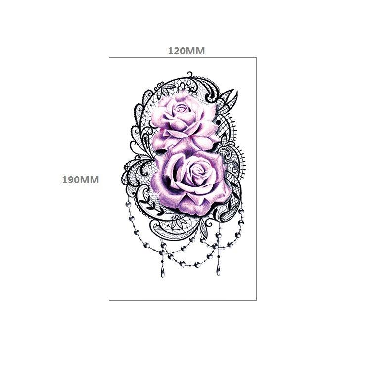 Adesivo de tatuagem de caveira, significado eterno, alerta de relógio, rosa vermelha, capa de peito de pistola, adesivo de transferência de água