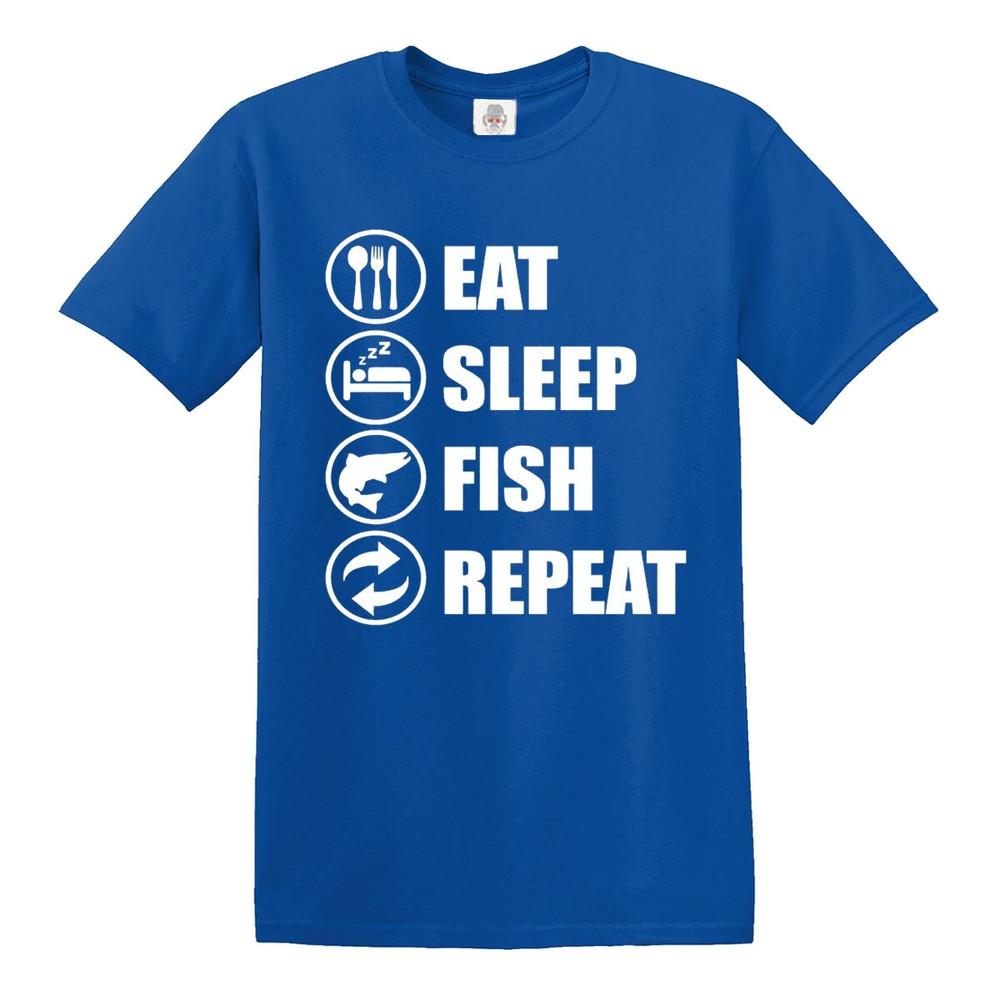 Eat sleep fish repeat tshirt funny fishing fisherman gift top tee 2XL