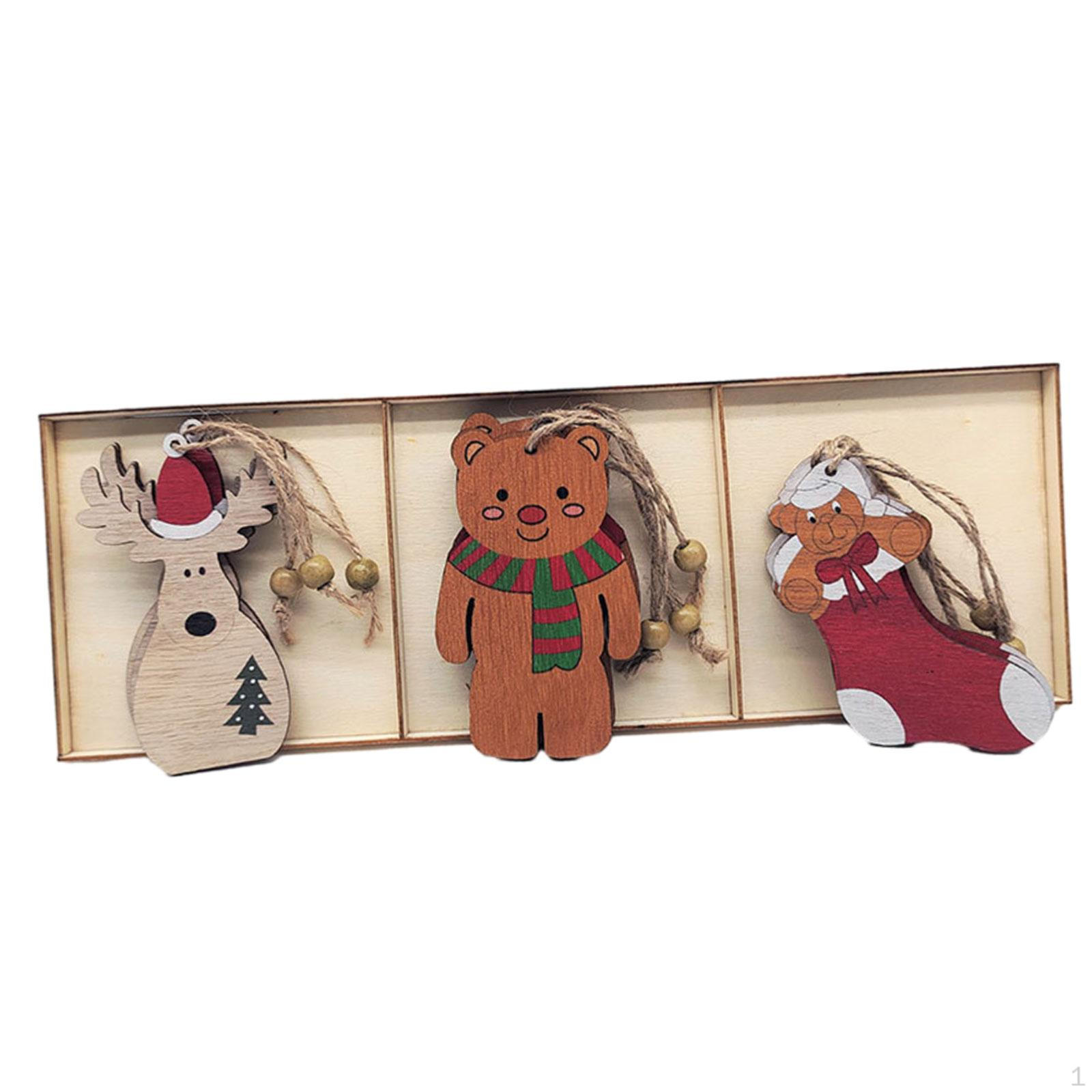 

9 Pieces Christmas Hanging Decorations Xmas Ornaments Multipurpose Wood Decor for