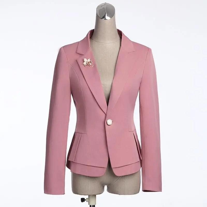 Spring Autumn Jackets Women Blazer Solid Fashion Slim Office Short Blazer Women Elegant Single Button Formal Blazer Coat