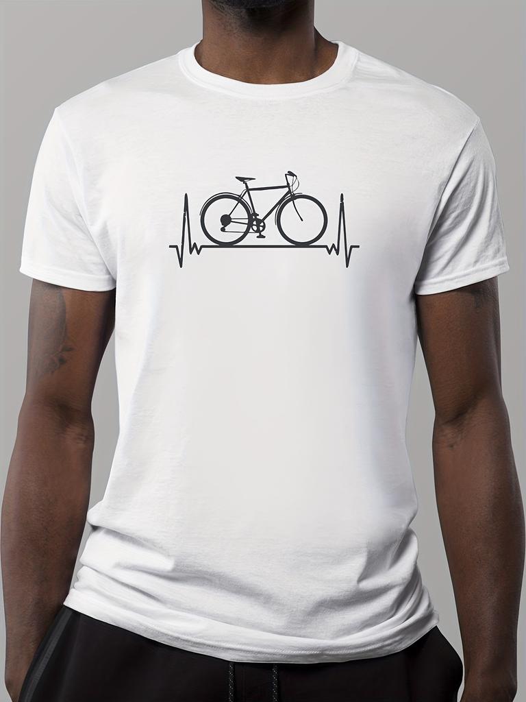 Summer Unisexs 100 Cotton Casual Loose Bicycle Pattern Printed Comfortable Sports Round Neck Short Sleeve Tshirt Top