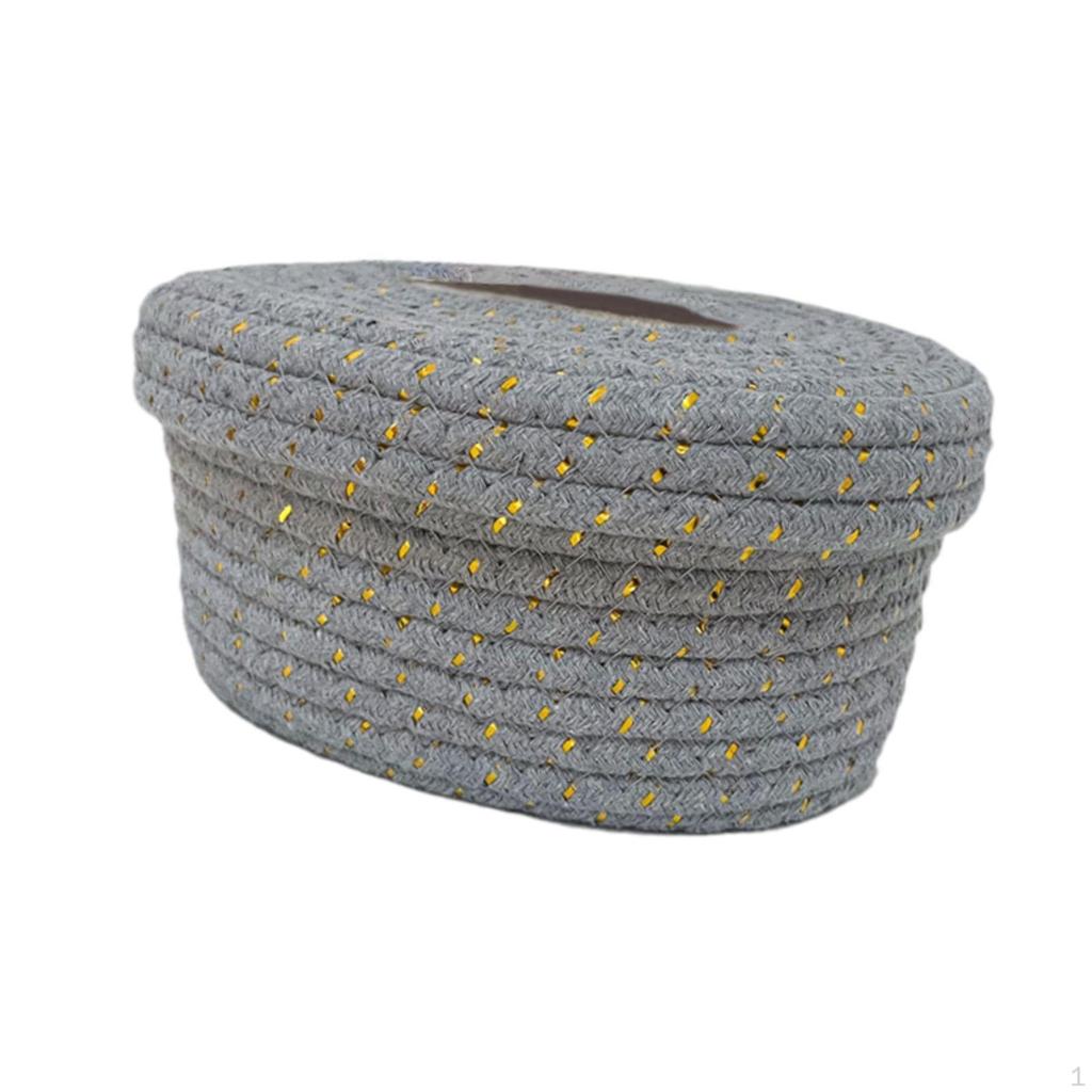 Cotton Rope Tissue Box, Holder, Decorative Case, Dispenser, Box Cover for Home,