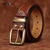 Thickened Bison Leather Embossed Retro Personality Belt Men's Genuine Leather Top Layer Cowhide Denim Belt
