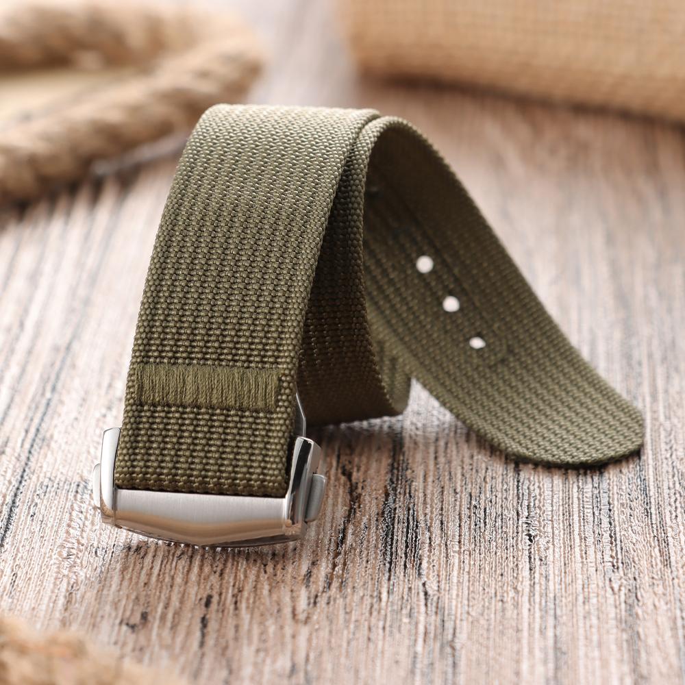 Premium Ribbed Watch Band Deployant Clasp Nylon 20mm 22mm Watch Strap for Omega Folding Buckle Watchband Sport Wristband For Men