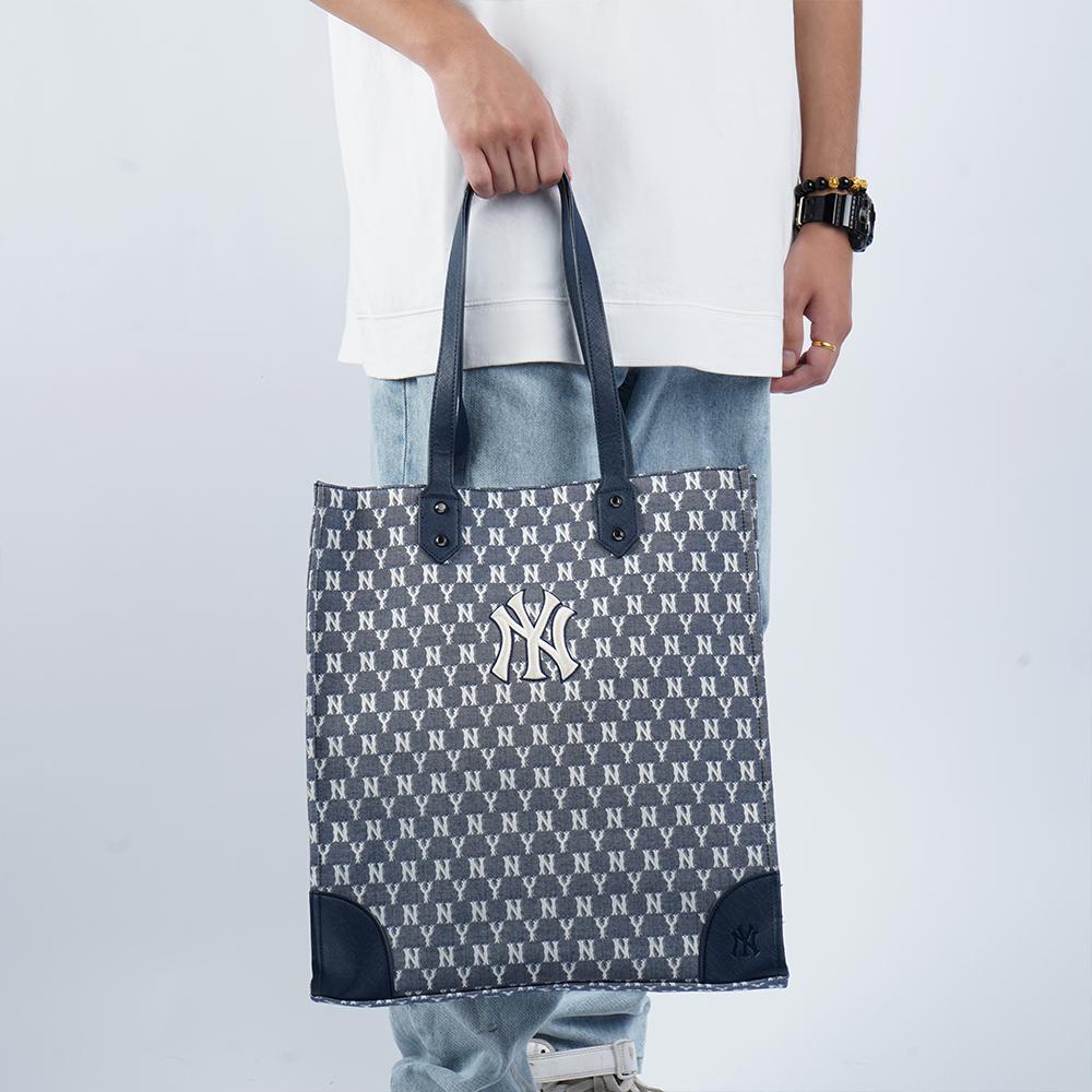 New MLB Monogram Collection Polyester Tote Bag, Shopping Bag, Combo Bag, One Shoulder Handbag Tubas Unisex Blue 3AORL031N-50NYS