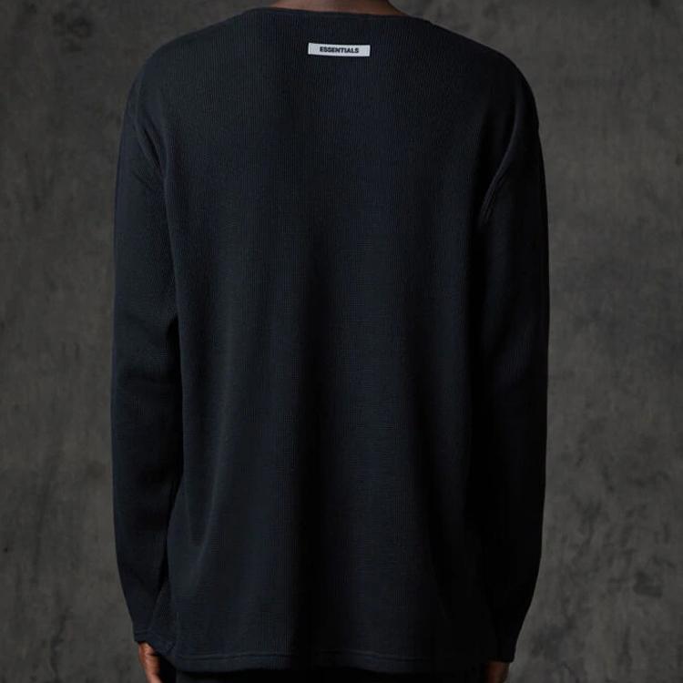 Fear of God Essentials Thermal Long Sleeve Unisex Tops Black FOG-FW20-185