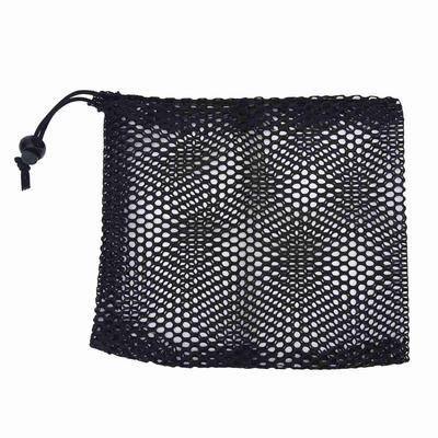 Black Nylon Mesh Drawstring Pouch Golf Balls Holder Storage Bag (M)