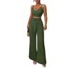 Ladies' Summer Loose Comfortable Casual Fashionable And Elegant Suspender Wide Leg Pants Two-piece Set