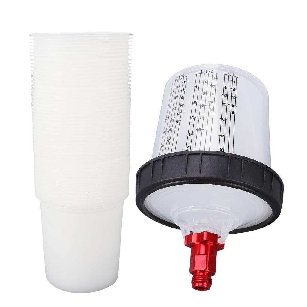 Spray Bekervormpjes en Deksel Systeem Wegwerp 50 stuks 20,3 oz Vormpjes 50 stuks Dekseltjes 1 Harde Beker 1 Bevestiging 10 Dopjes 1 Mengstaafje 2 Adapters