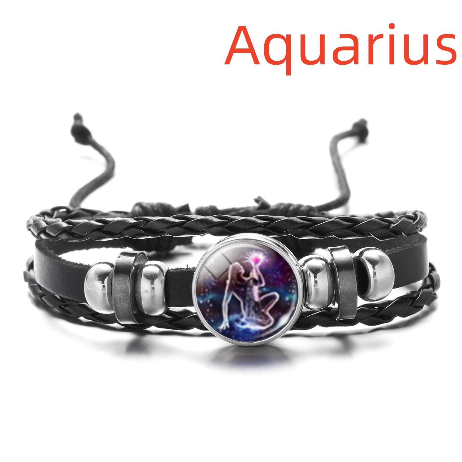 

12 Знаков Зодиака Созвездие Шарм Светящийся Браслет Мужчины Женщины Винтаж Многослойный Плетеный Кожаный Браслет Панк Ювелирные Изделия Подарки