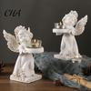 Gift Angel Candle Holder Little Holder, Resin Decorative Guardian Tea Light Shaped Retro Cherub Sculpture for Home Church Wedding Decor For