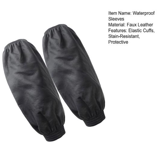 1 Pair Waterproof Arm Sleeves Oil-Proof Imitation Leather Arm Sleeves with Elastic Cuffs Long Protective Covers for Kitchen Labor Industrial Work