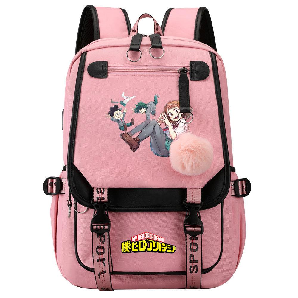 Day Man My Hero Academy USB Teen Student School Bag Men's and Women's Casual Webbing Flip Backpack