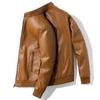 New Men's Spring and Autumn Leather Jackets, Men's Large Size Stand Collar Leather Jackets, Men's Jackets, Casual Motorcycle Wear Leather Jackets