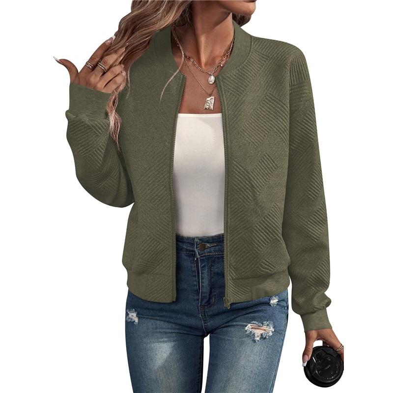 Ladies' Casual Stand Up Collar Zipper Jacket