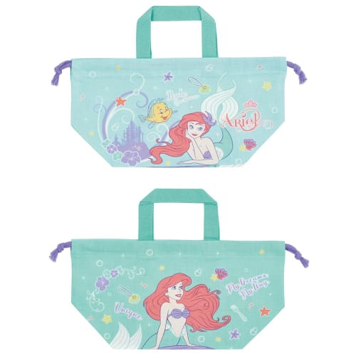 Skater Children's Drawstring Lunch Bag, Made in Japan, Disney Ariel, Size 24, KB7-A
