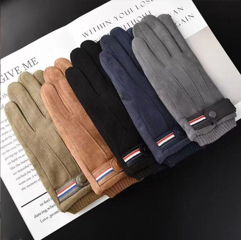 Gants d'hiver en daim polaire chaud pour homme, gants chauds à doigts, pour l'extérieur, épaissis, avec boucle pour la conduite, ski, homme, moufles tactiles