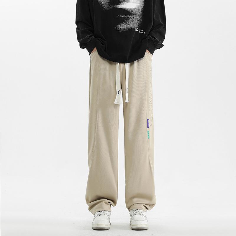 

Summer Pants Men s Ice Silk Thin Straight-leg Trendy Youth Loose Large Size Elastic Waist Casual Trousers 4XL