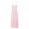 Satin Slip Dress with Spaghetti Straps Backless Design Lightweight Silky Fabric Midi Length Summer Dress for Women