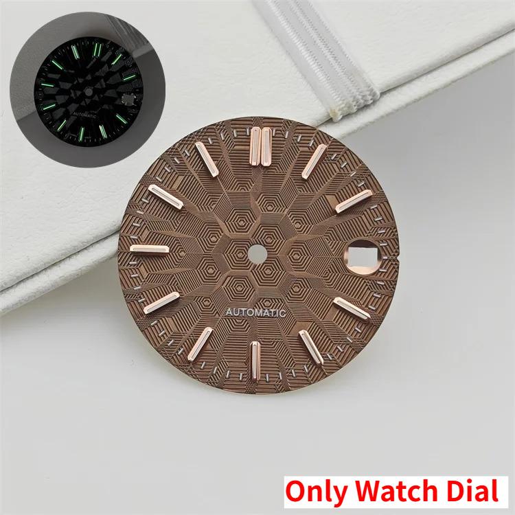 NH35 Watch Dial and Watch Hands 28.5mm Geometric Shapes Texture Dial Green Luminous Watch Accessories for NH35 NH36 Movement