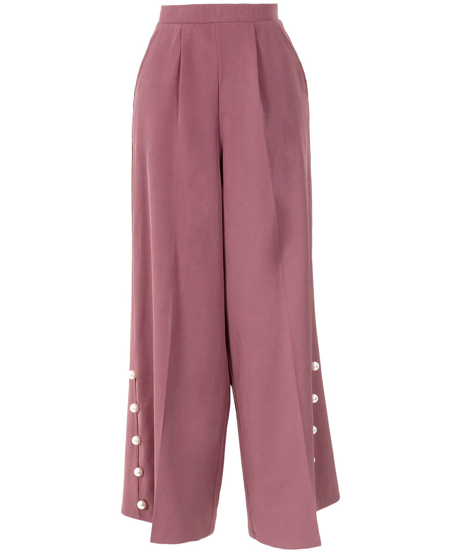 Kobe Lettuce Side Pearl Wide Pants Free Dusty Purple [M3115]