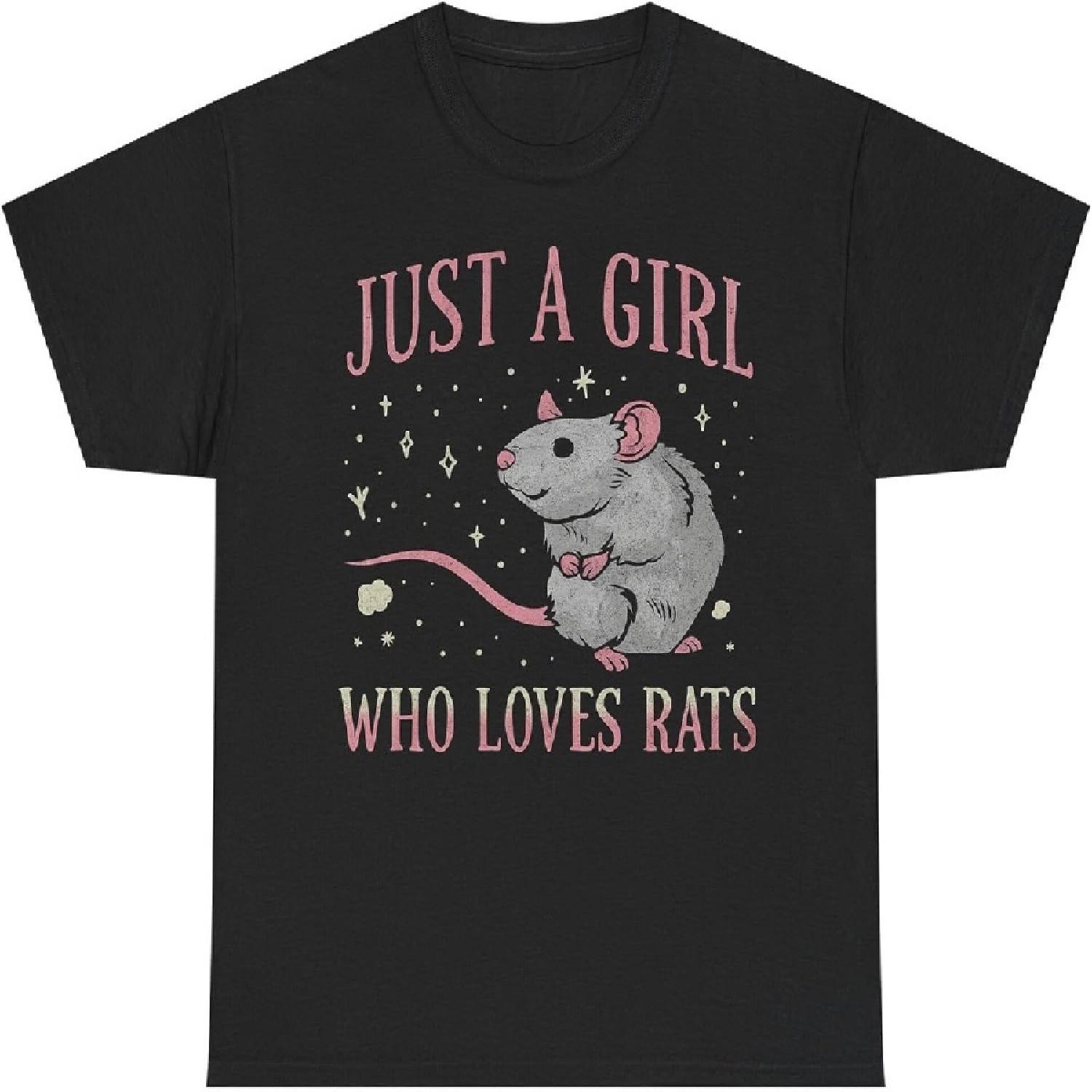 Cute  Just A Girl Who Loves Rats  T-Shirt _ Pet Rat Lover Gift _ Rat Mom Apparel S