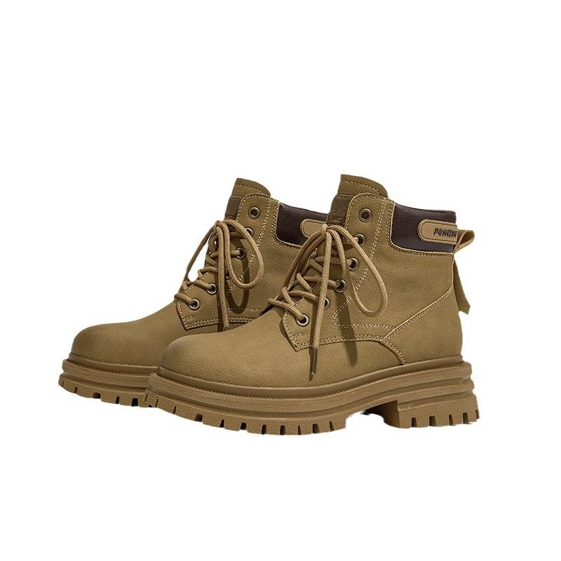 Cowhide version~ Martin boots women's retro simple and versatile short boots travel mountaineering kick not bad big yellow boots short boots