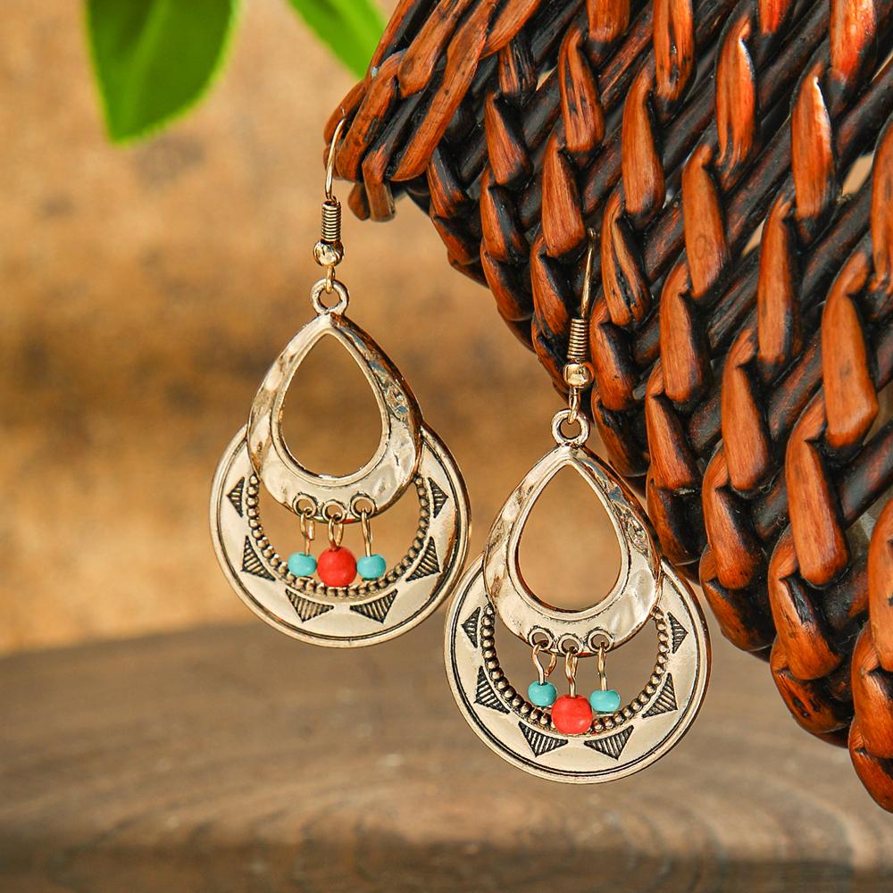 Boho Court Style Vintage Earrings for Women Metal Tassel Eardrop Statement Vacation Gifts Work Daily Wear Party Decors Versatile