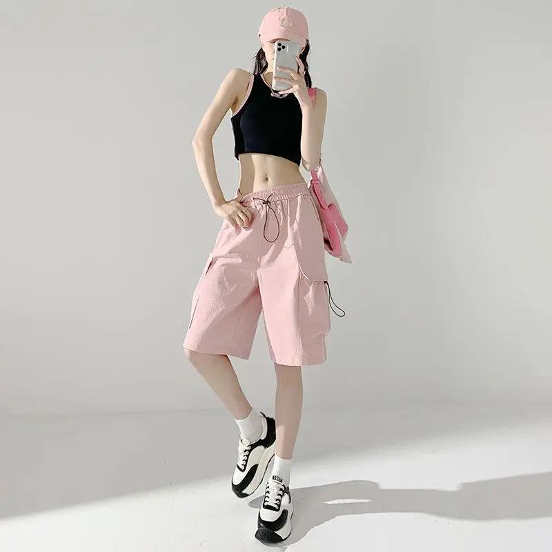2024 New Cargo Women's Summer Shorts Casual Solid Color Girls Bermuda Shorts Knee Length Pants With Pockets