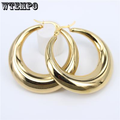 Neue Stil 2024 Glatte Exquisite Großen Kreis Hoop Ohrringe für Frauen Mädchen Hochzeit Party Edelstahl Schmuck SL020