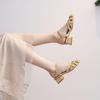 1979-18 Baotou Roman Woven Sandals Women's Summer Pig Cage Fairy Style with Skirt Retro Women's Shoes