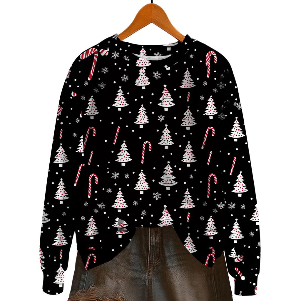 Damemote Langermet Christmas Snowman Snowflake Print Jakke Cardigan