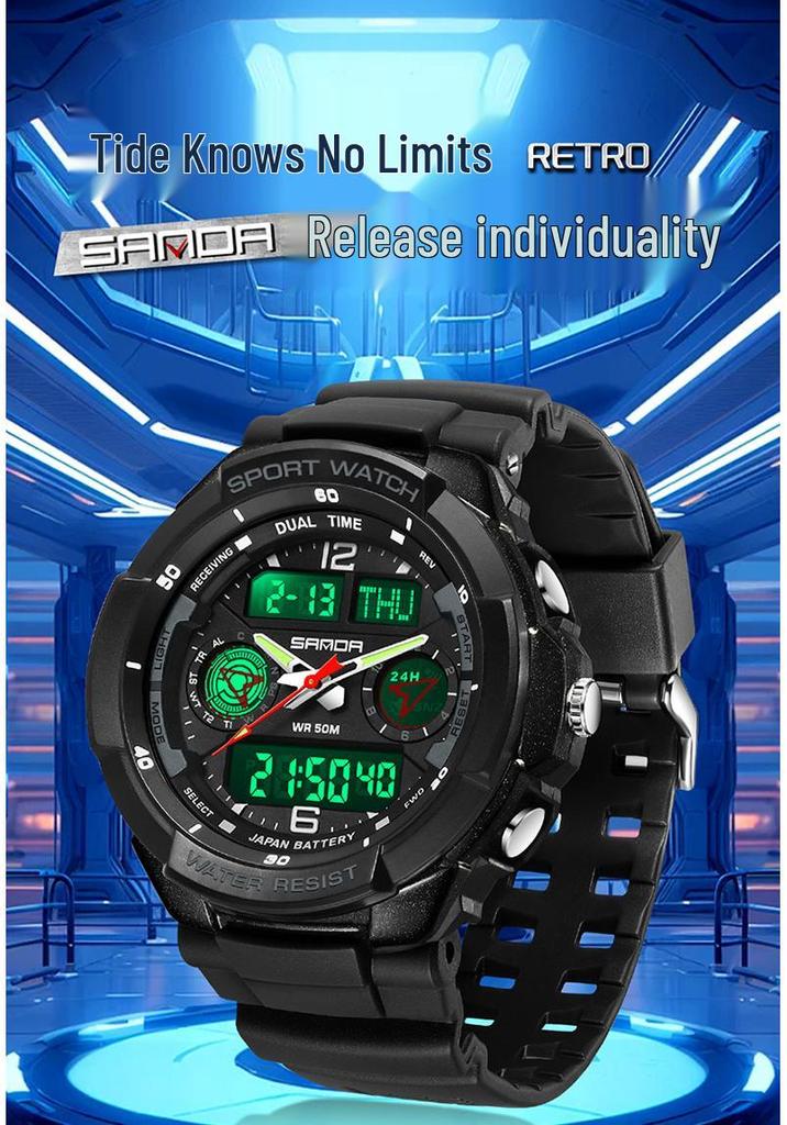 Sanda Multifunctional Electronic Sports Watch: Alarm, Timer, Outdoor & Waterproof for Students and Parties